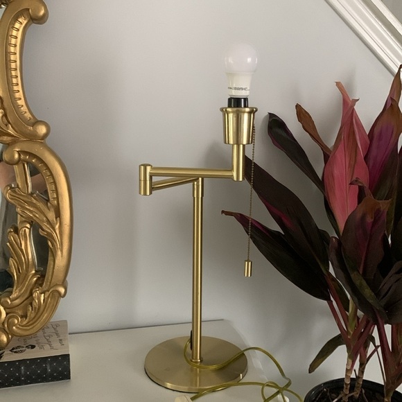 Brass Hollywood Regency style table lamp BASE with a swivel arm adjustable MCM - Picture 8 of 14